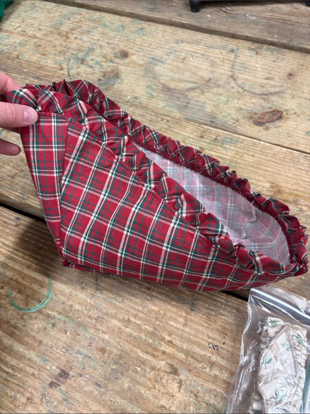 Longaberger Red and Green Plaid Fabric Basket Liner